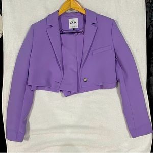Zara purple crop blazer
